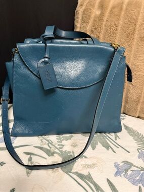 ✨RARE Kate Spade Saturday Blue Leather "The A Satchel" Crossbody Bag✨